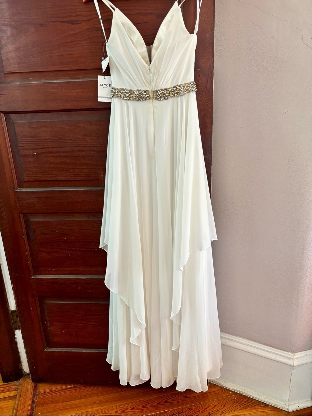 NWT Alyce Paris Dress DIAMOND WHITE Style # 60092 Made in US, Cover pic is style - Picture 6 of 12